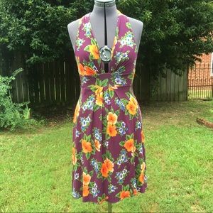 NWT Free People purple tropical print halter dress